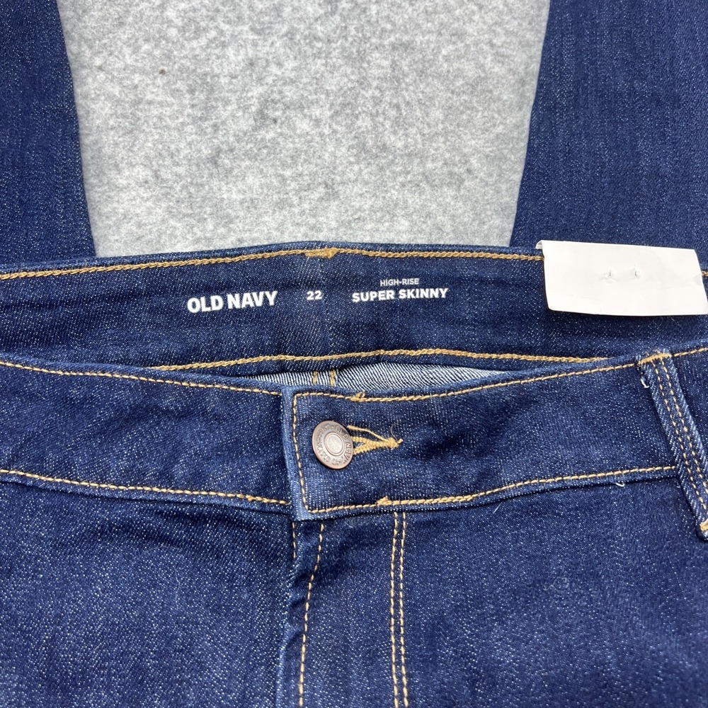 Old Navy Mid Rise Jeggings Womens Short Blue Dark Wash Pull‎ On Adj Waist Zs 22